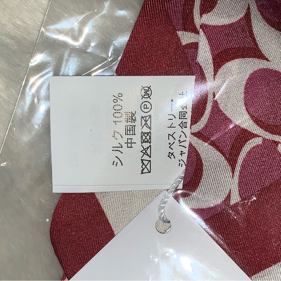 COACH Signature Print Silk Thin Scarf Light Raspberry NWT GORGEOUS - Picture 5 of 12